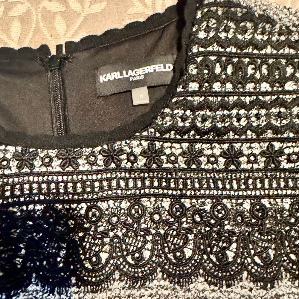 Karl Lagerfeld Black and Gray Mini Dress - Picture 2 of 4
